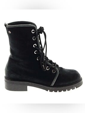 Stuart Weitzman Dark Gray/Black Velvet Combat Boots Sz. 5 1/2